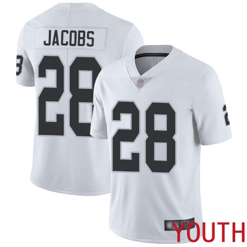 Oakland Raiders Limited White Youth Josh Jacobs Road Jersey NFL Football #28 Vapor Untouchable Jersey->youth nfl jersey->Youth Jersey